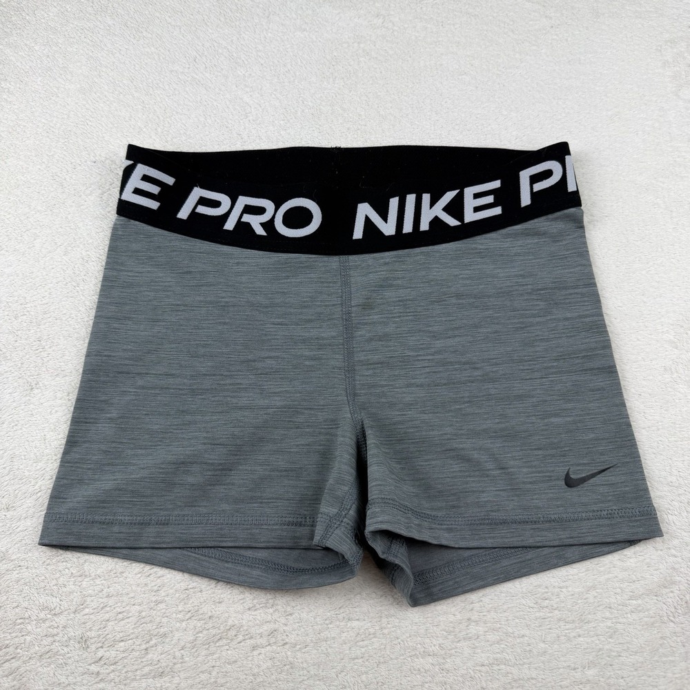 Nike Pro Shorts Womens M Gray 2.5" Compression Shorties Dri Fit Gym Training